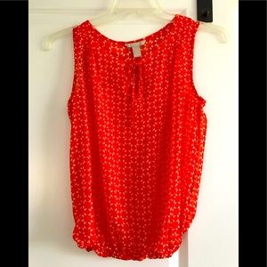 Banana Republic Sheer Orange Pattern Top